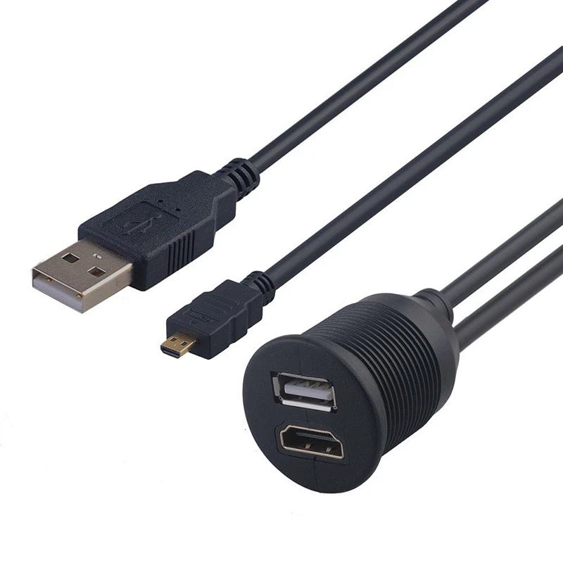 IP67 Car Flush Mount Panel USB 2.0 Micro HDMI Cable IP67 Car Flush Mount Panel USB 2.0 Micro HDMI Cable