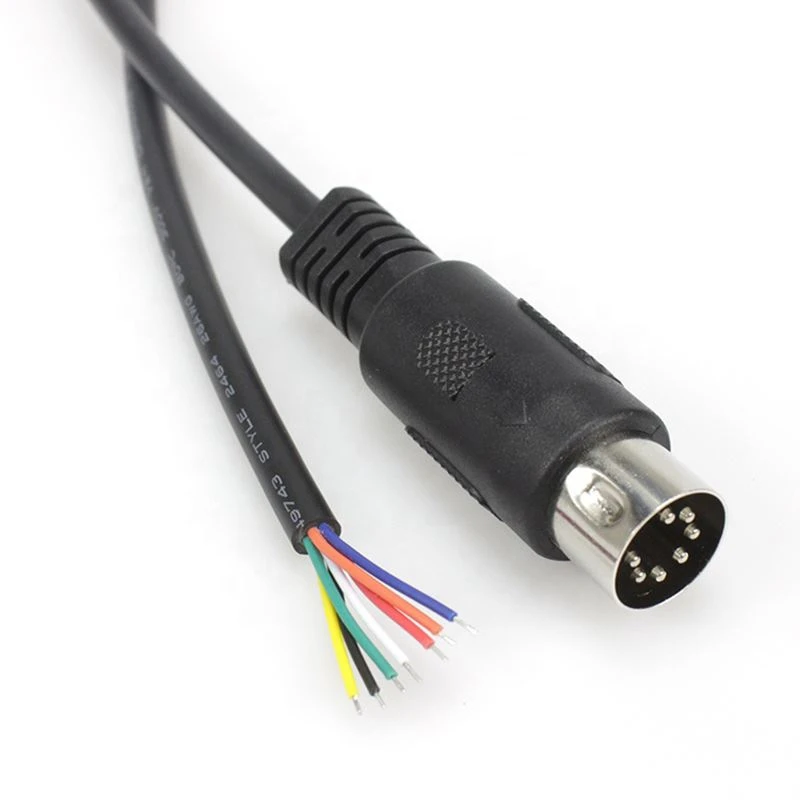 Midi Din 7 pin male to open Motor Signal Control Cable