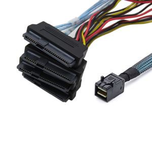 Mini SAS SFF-8643 a 4x SFF-8482 con cable de alimentación de 4 pines