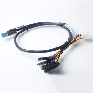 Mini SAS SFF-8644 a 4x SFF-8482 con cable de alimentación de 4 pines
