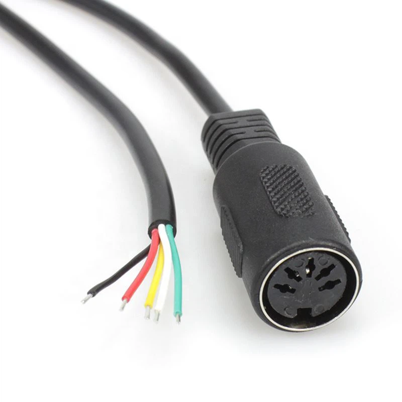 Midi Din 5 Pin hembra a cable flexible de extremo abierto para teclados