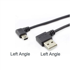 90 grados USB 2.0 A macho a mini B 5 pines cable de ángulo izquierdo