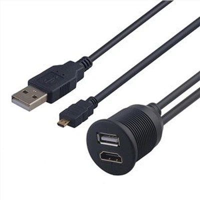 CABLE de extensión de coche USB2.0 Micro HDMI AUX Flush Mount