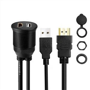 USB 2 a prueba de agua.0 Panel de extensión HDMI Cable de montaje empotrado