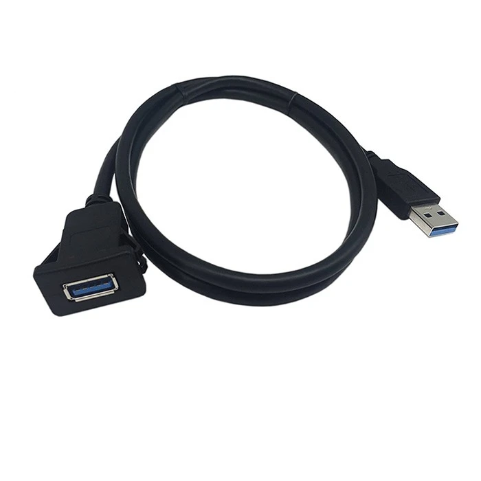 Waterproof USB 3.0 Extension Latch Mount Car AUX Cable