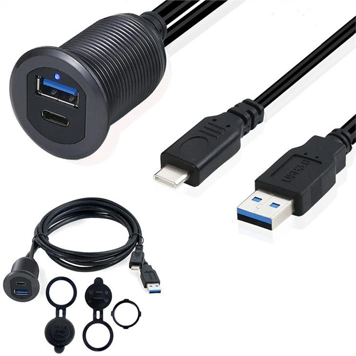 Waterproof Panel flush mount USB 3.0 USB 3.1 Type C Cable